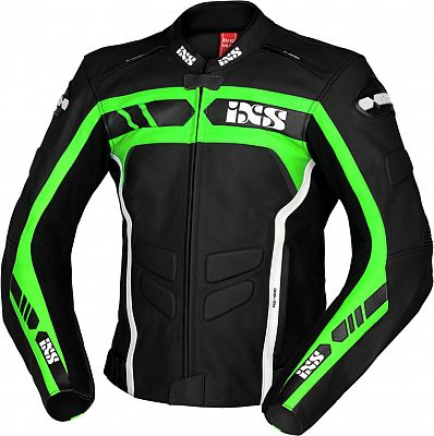 IXS RS-600 1.0, Lederjacke - Schwarz/Grün/Weiß - 56 von IXS