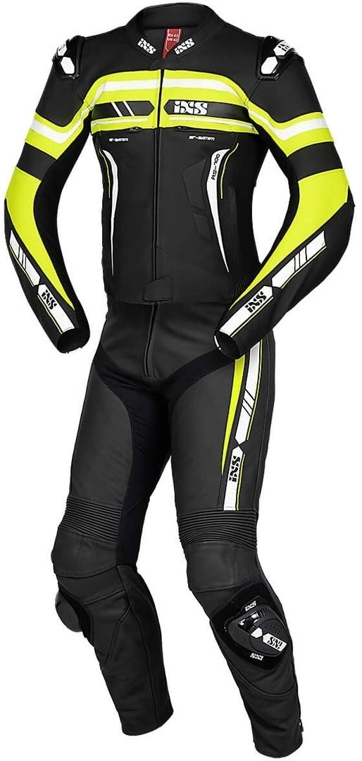 IXS Sport RS-700 2.0 2-Teiler Motorrad Lederkombi (Black/Yellow/White,Long 110) von IXS