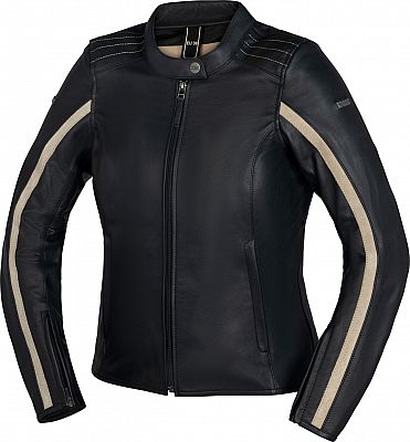 IXS Stripe, Lederjacke Damen - Schwarz/Beige - 46 von IXS
