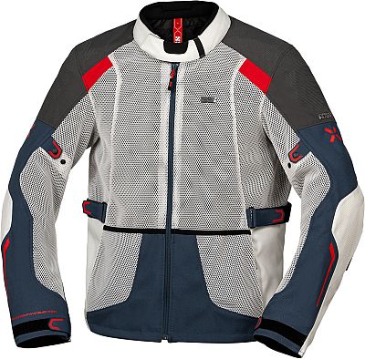 IXS Tourster-BigAir 1.0, Textiljacke - Hellgrau/Dunkelblau/Rot - L von IXS