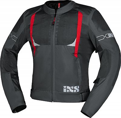 IXS Trigonis-Air, Textiljacke - Dunkelgrau/Grau/Rot - S von IXS