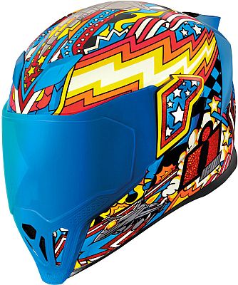 Icon Airflite Flyboy, Integralhelm - Blau/Orange/Rot - XL von Icon