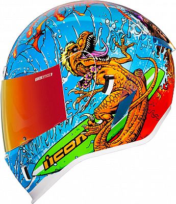 Icon Airform Dino Fury, Integralhelm - Hellblau/Orange/Rot - L von Icon