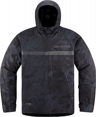 Icon PDX3 Camo, Textiljacke wasserdicht - Schwarz/Dunkelgrau - 3XL von Icon