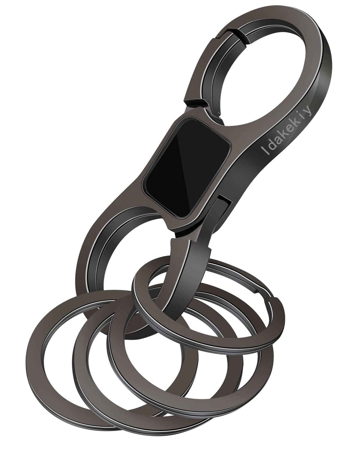 Idakekiy Schlüsselanhänger Schnellverschluss Feder mit 4 Schlüsselringen Heavy Duty Auto Keychain Organizer für Männer und Frauen, Dunkelgrau, S von Idakekiy