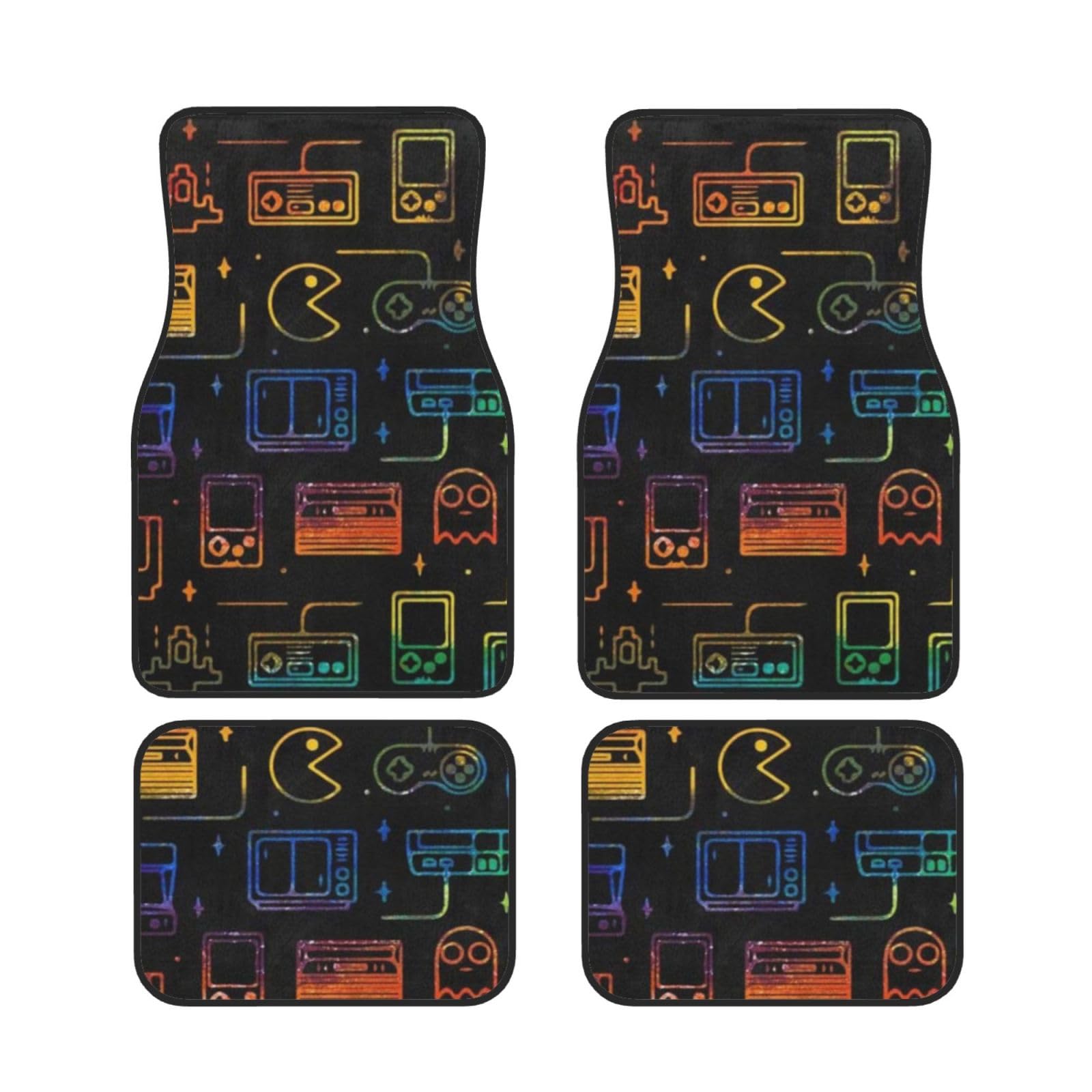 Game Video Gaming Muster Auto Fußmatten 4-teiliges Set - Stilvoll Bedruckte Komfort Auto Fußmatten Komplettset - Wasserdicht und rutschfest - Geeignet für die meisten PKW LKW SUV Vans von IguaTu