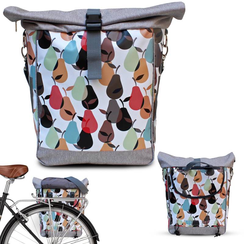 IKURI Fahrradtasche für Gepäckträger Satteltasche Einzeltasche Packtasche, abnehmbar, mit Tragegurt zum Umhängen, aus Plane, UNISEX, Wasserdicht - Modell Peras von Ikuri