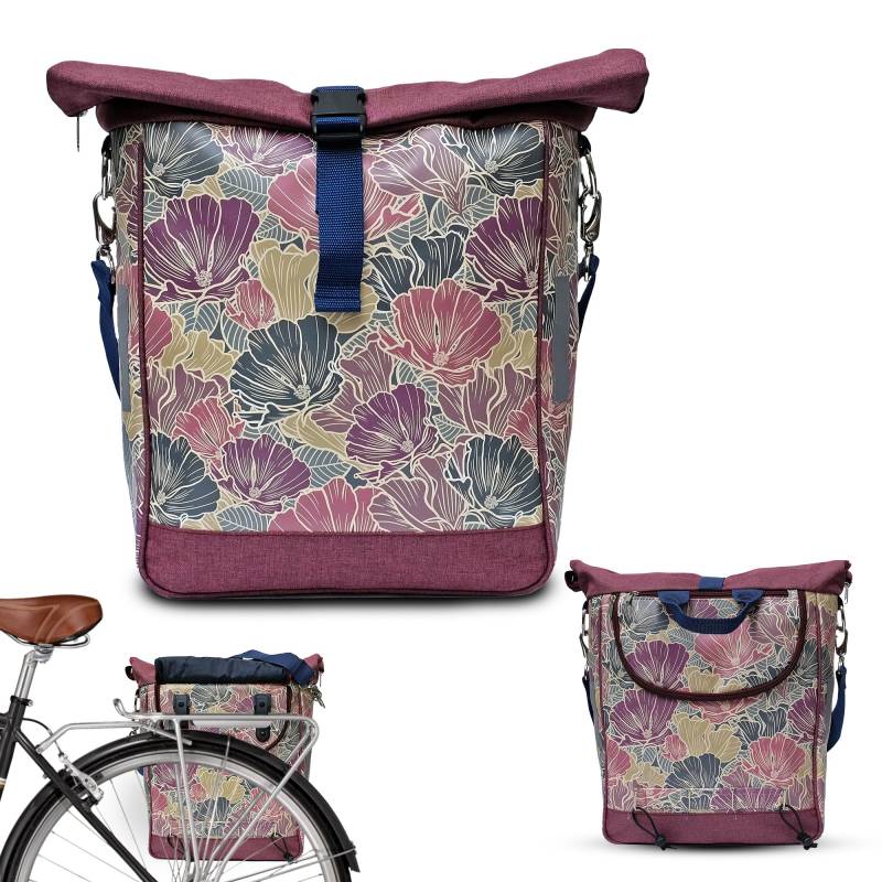 Ikuri Fahrradtasche für Gepäckträger Satteltasche Einzeltasche Packtasche, abnehmbar, mit Tragegurt zum Umhängen, aus Plane, Unisex, Wasserdicht - Modell Veranillo von Ikuri