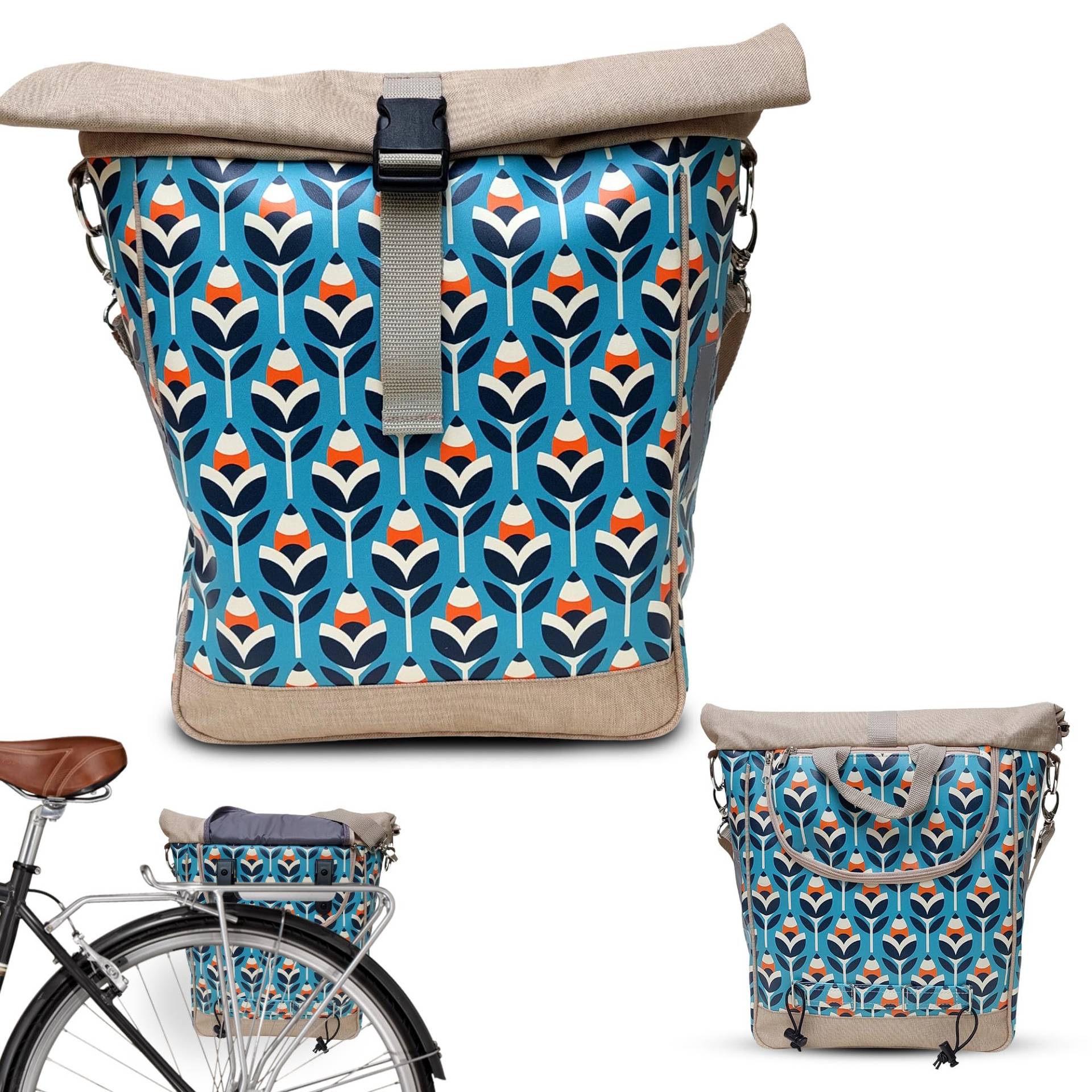 Ikuri Fahrradtasche für Gepäckträger Satteltasche Einzeltasche Packtasche, abnehmbar, mit Tragegurt zum Umhängen, aus Plane, Unisex, Wasserdicht - Modell Scandinavia Ikuri Fahrradtasche für Gepäckträger Satteltasche Einzeltasche Packtasche, abnehmbar, mit Tragegurt zum Umhängen, aus Plane, Unisex, Wasserdicht - Modell Scandinavia von Ikuri