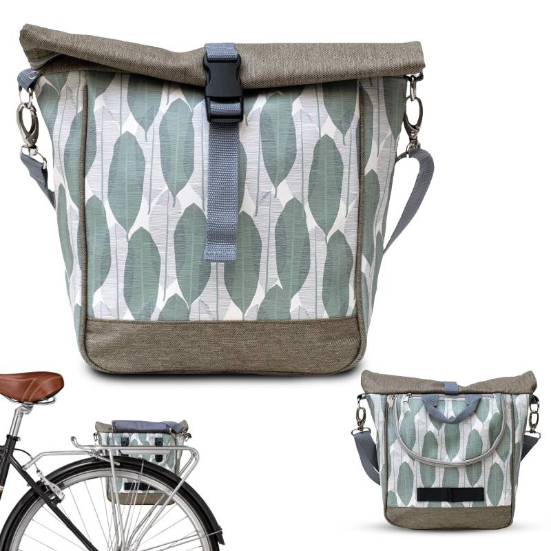 Ikuri Kleine Fahrradtasche 20-26’’ für Kinder Falträder Klappräder aus Plane mit Umhängegurt – Modell Banana Leafs von Ikuri