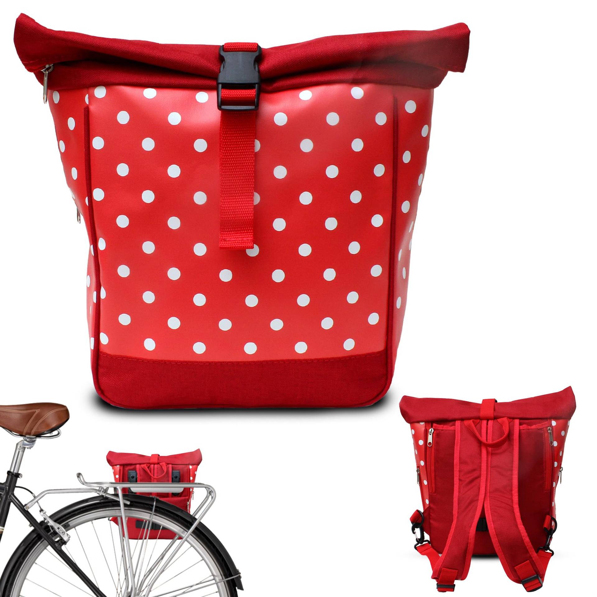 Ikuri Kleine Kombi Fahrradtasche/Rucksack 20-26’’ für Kinder Falträder Klappräder aus Plane – Modell Lunares rot Ikuri Kleine Kombi Fahrradtasche/Rucksack 20-26’’ für Kinder Falträder Klappräder aus Plane – Modell Lunares rot von Ikuri