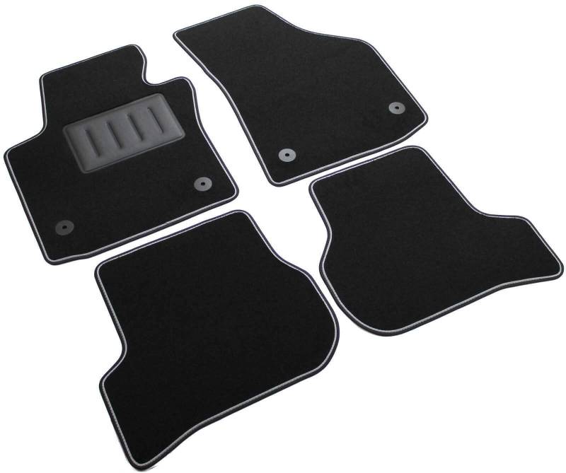 Das Teppich Auto, sprint04008, Fußmatten Teppiche Schwarz rutschfest, verstärkter Rand, zweifarbig, Absatzschoner aus Gummi, Leon II Facelift 2008 > 2013. von ilTappetoAuto