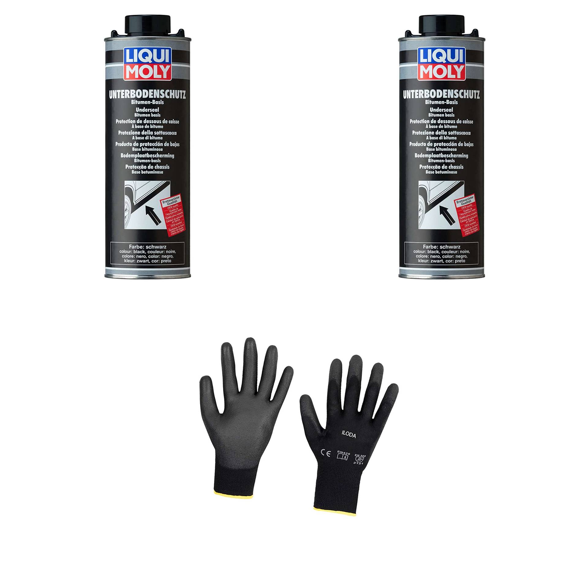 Iloda 2xOriginal Liqui Moly 1l Unterbodenschutz Bitumen schwarz 6112 Schutzhandschuhe Iloda 2xOriginal Liqui Moly 1l Unterbodenschutz Bitumen schwarz 6112 Schutzhandschuhe von Iloda