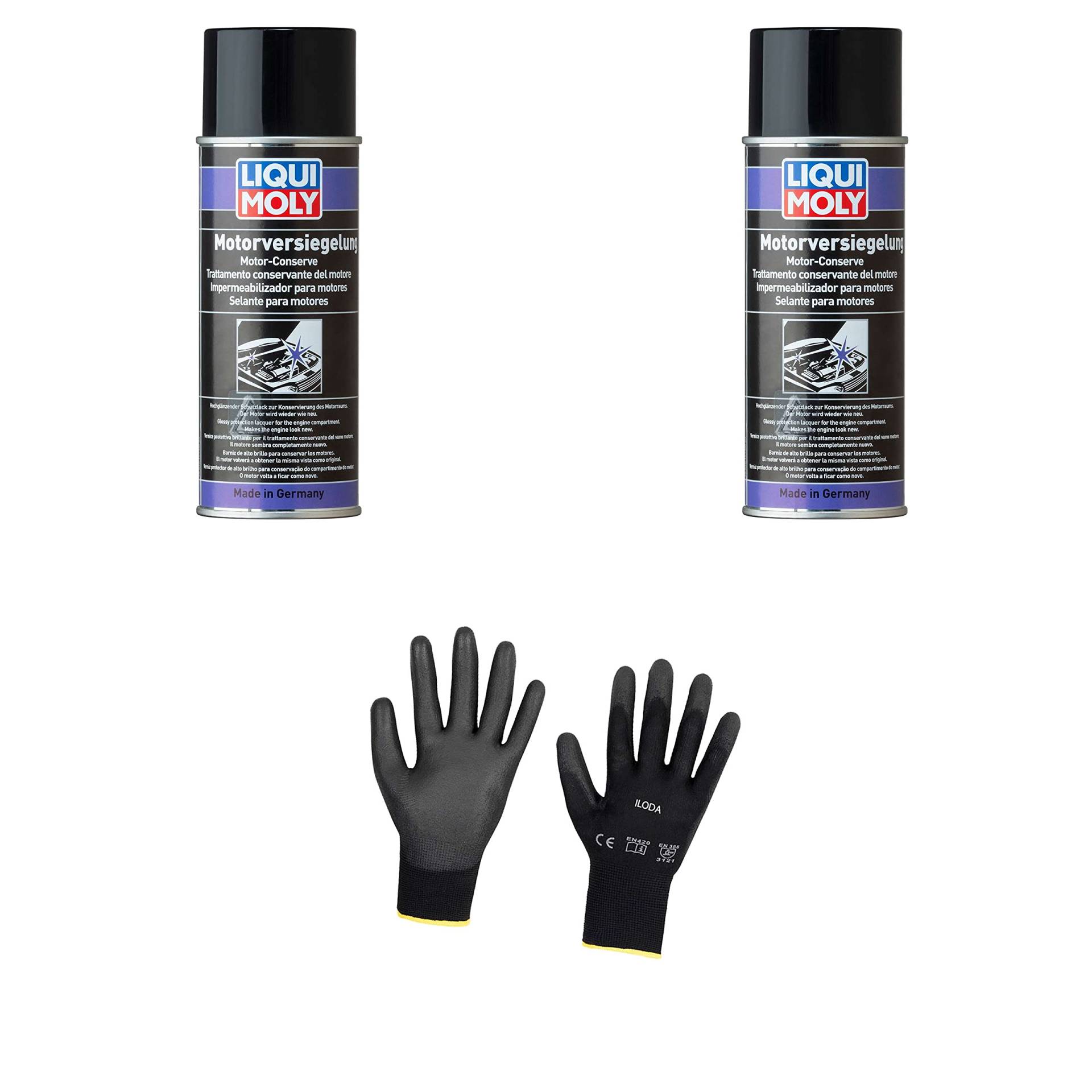 Iloda 2xOriginal Liqui Moly 400ml Motorversiegelung 3327 Schutzhandschuhe von Iloda