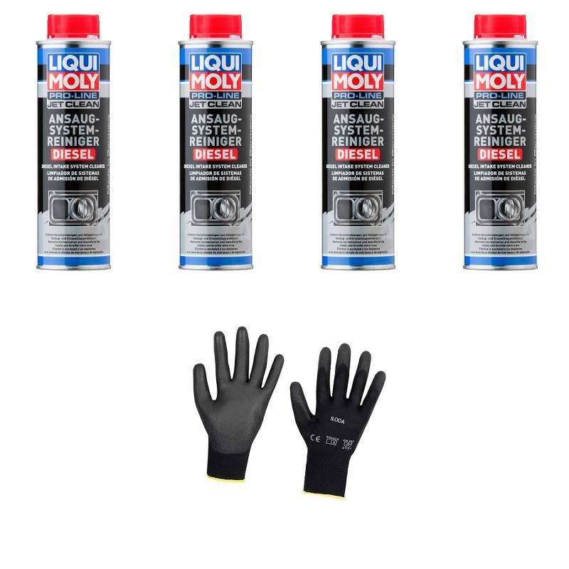 Iloda 4xOriginal Liqui Moly 300ml Pro-Line JetClean Ansaugsystemreiniger Diesel Schutzhandschuhe von Iloda