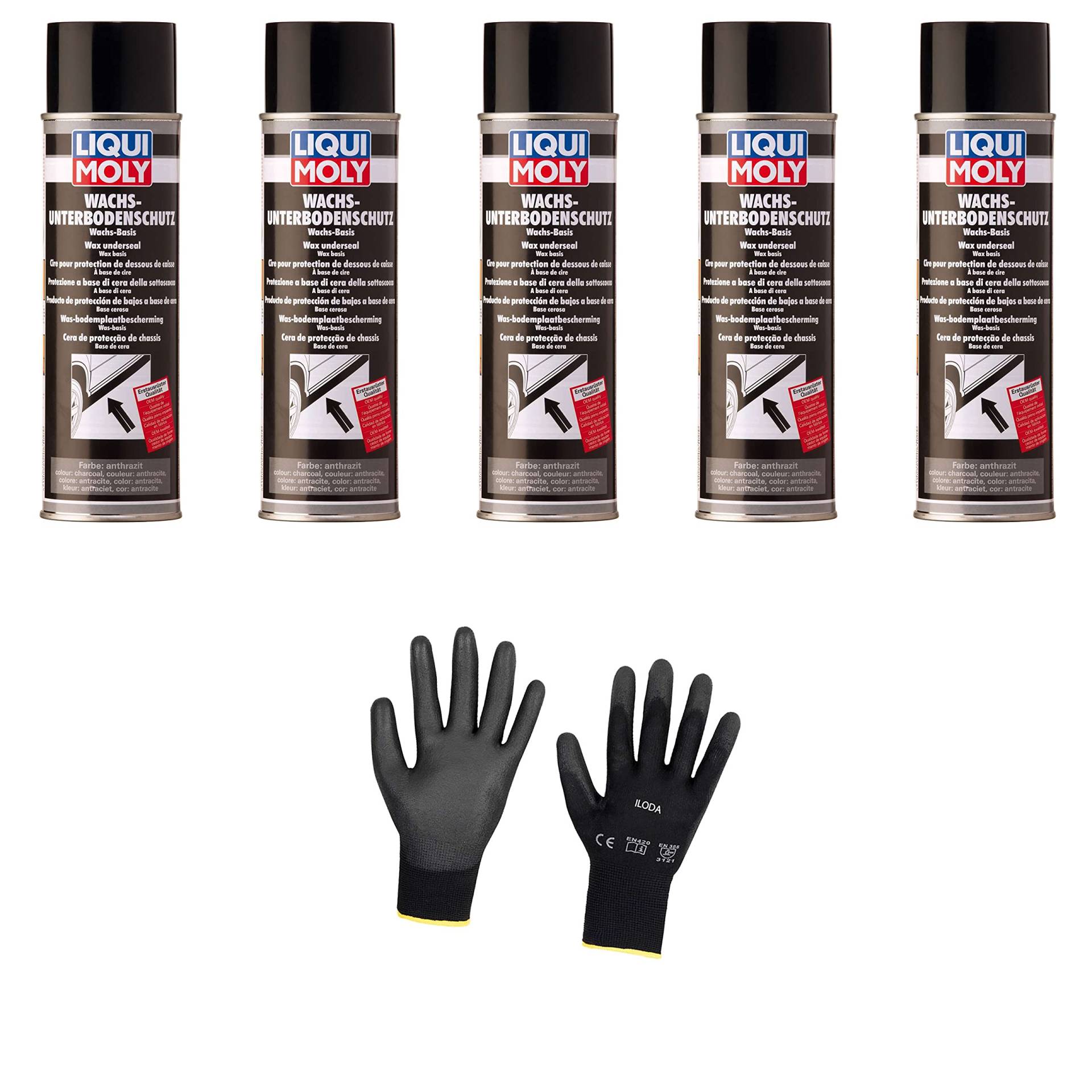 Iloda 5xOriginal Liqui Moly 500ml Wachs-Unterbodenschutz anthrazit/schwarz 6100 Schutzhandschuhe Iloda 5xOriginal Liqui Moly 500ml Wachs-Unterbodenschutz anthrazit/schwarz 6100 Schutzhandschuhe von Iloda
