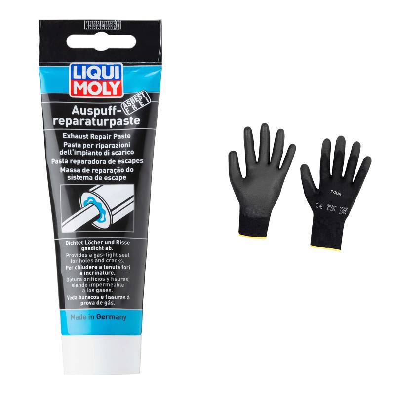 Iloda Original Liqui Moly 200g Auspuffreparaturpaste 3340 Schutzhandschuhe von Iloda