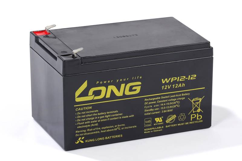 Akku Batterie Kung Long WP12-12 12V 12Ah wie 10Ah 11Ah 13Ah Blei Bleigel VdS geprüft von Kung Long