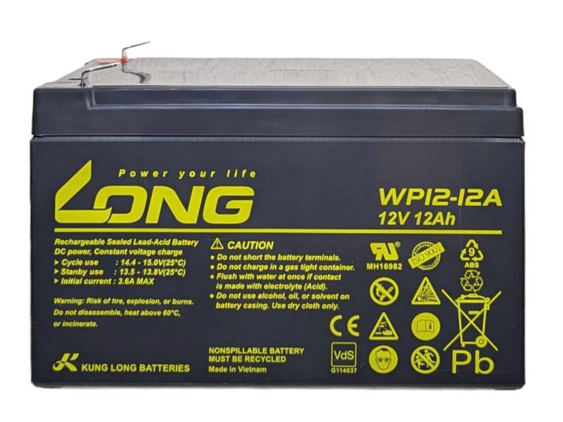 Akku Batterie Kung Long WP12-12 12V 12Ah wie 10Ah 11Ah 13Ah Blei Bleigel VdS geprüft von Kung Long