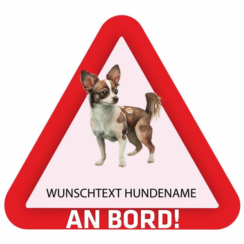 Indigos UG - Auto Aufkleber Chihuahua - bunt - 15 cm Hunde Sticker selbst gestalten - Heckscheibenaufkleber - Name und Wunschtext personalisiert selbstklebend - Motorrad - LKW von Indigos