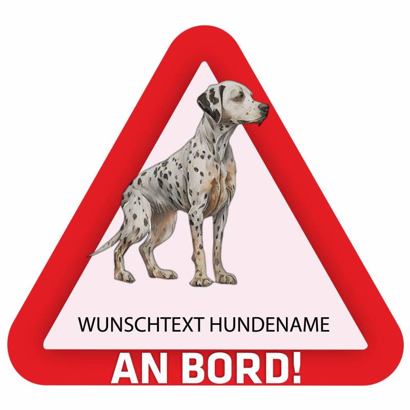 Indigos UG - Auto Aufkleber Dalmatiner - bunt - 15 cm Hunde Sticker selbst gestalten - Heckscheibenaufkleber - Name und Wunschtext personalisiert selbstklebend - Motorrad - LKW von Indigos