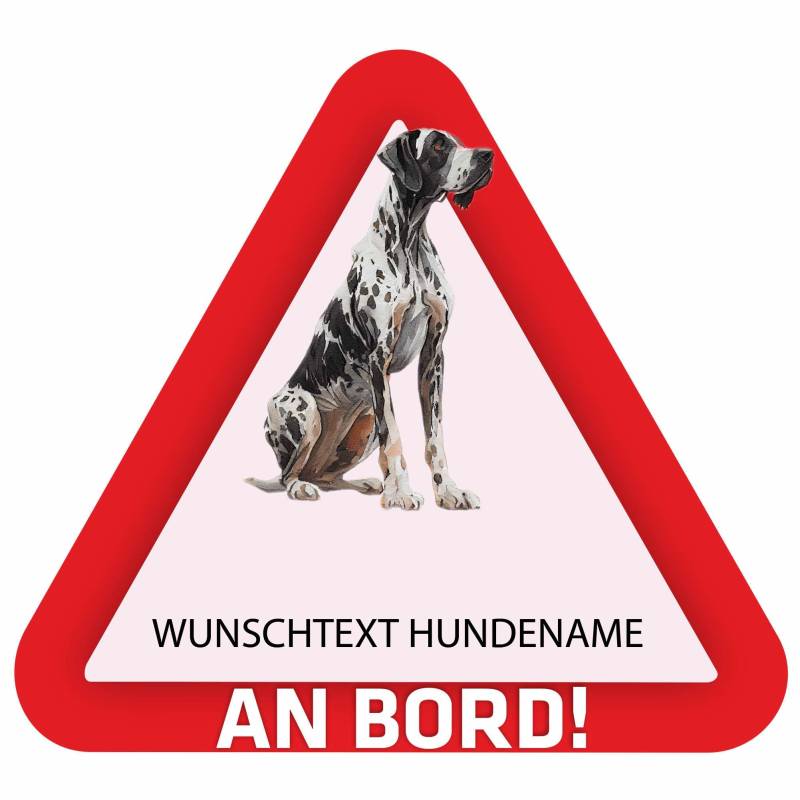 Indigos UG - Auto Aufkleber Deutsche Dogge - bunt - 15 cm Hunde Sticker selbst gestalten - Heckscheibenaufkleber - Name und Wunschtext personalisiert selbstklebend - Motorrad - LKW von Indigos