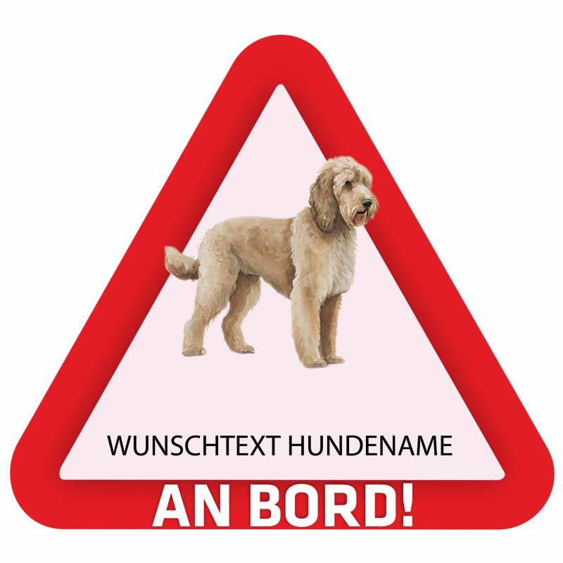 Indigos UG - Auto Aufkleber Goldendoodle - bunt - 15 cm Hunde Sticker selbst gestalten - Heckscheibenaufkleber - Name und Wunschtext personalisiert selbstklebend - Motorrad - LKW von Indigos