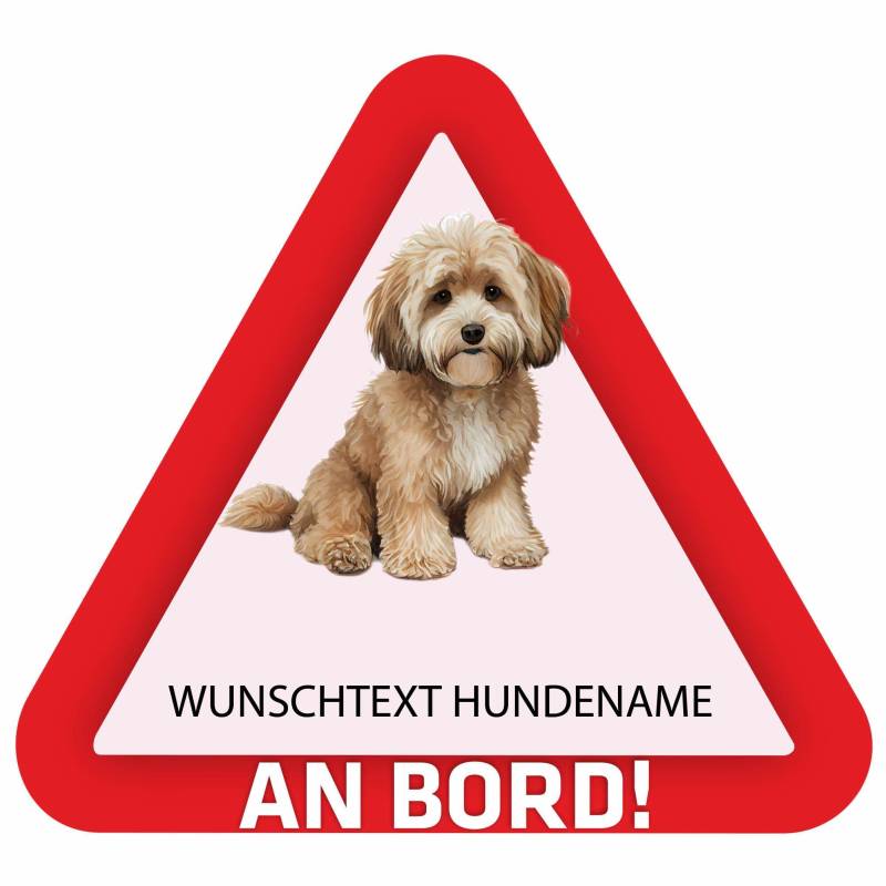 Indigos UG - Auto Aufkleber Maltipoo - bunt - 15 cm Hunde Sticker selbst gestalten - Heckscheibenaufkleber - Name und Wunschtext personalisiert selbstklebend - Motorrad - LKW von Indigos