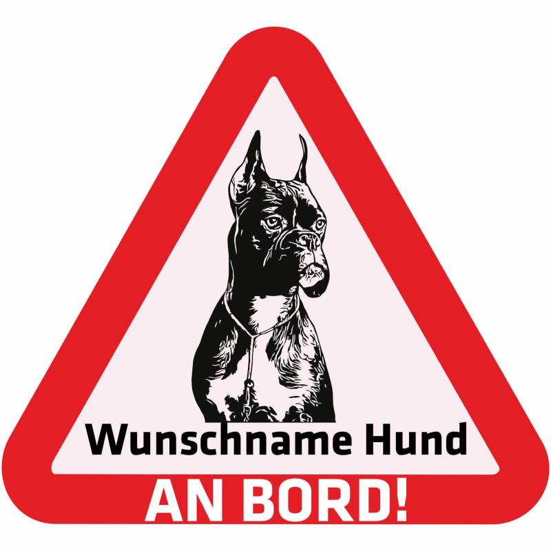 Indigos UG - Auto Aufkleber - Namensaufkleber Hund 15 cm - Boxer - Sticker selbst gestalten mit Name & Wunschtext - personalisiert selbstklebend - Motorrad - LKW - Heckscheibenaufkleber von Indigos