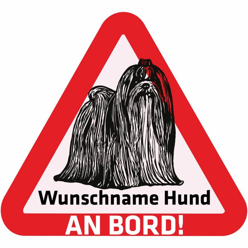 Indigos UG - Auto Aufkleber - Namensaufkleber Hund 15 cm - Malteser - Sticker selbst gestalten mit Name & Wunschtext - personalisiert selbstklebend - Motorrad - LKW - Heckscheibenaufkleber von Indigos
