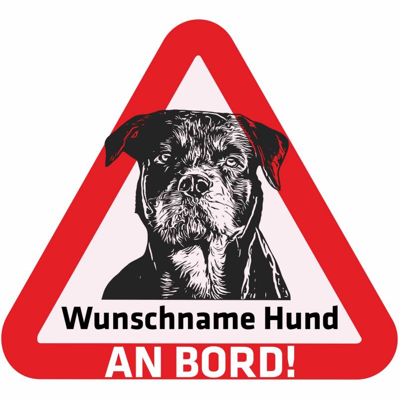 Indigos UG - Auto Aufkleber - Namensaufkleber Hund 15 cm - Rottweiler - Sticker selbst gestalten mit Name & Wunschtext - personalisiert selbstklebend - Motorrad - LKW - Heckscheibenaufkleber von Indigos