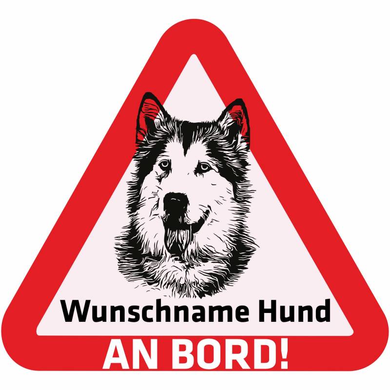 Indigos UG - Auto Aufkleber - Namensaufkleber Hund 15 cm - Siberian Husky - Sticker selbst gestalten mit Name & Wunschtext - personalisiert selbstklebend - Motorrad - LKW - Heckscheibenaufkleber von Indigos