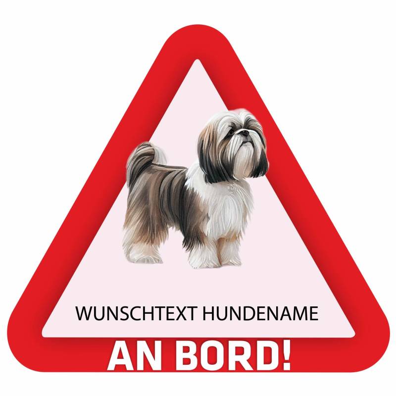 Indigos UG - Auto Aufkleber Shih Tzu - bunt - 15 cm Hunde Sticker selbst gestalten - Heckscheibenaufkleber - Name und Wunschtext personalisiert selbstklebend - Motorrad - LKW von Indigos