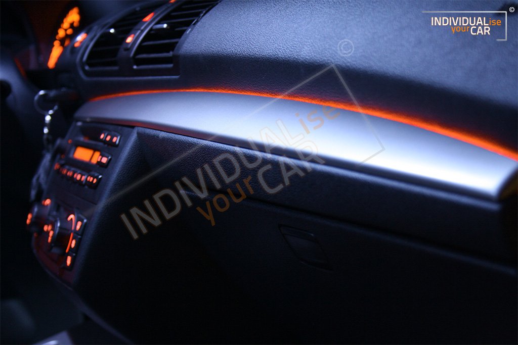 Ambientebeleuchtung für 1er E81 E82 E87 E88 (1m für Armaturenbrett EL, BMWOrange) von INDIVIDUALise your CAR
