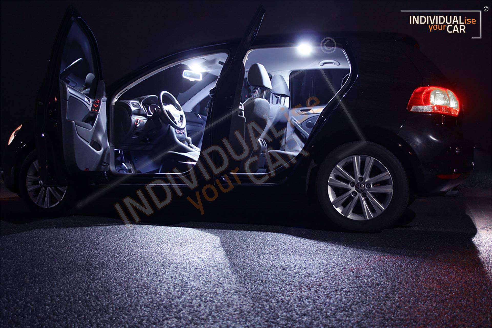 INDIVIDUALise your CAR Innenraumbeleuchtung SET für Golf 6 (3-Türer mit Panoramadach, Cool-White) von INDIVIDUALise your CAR