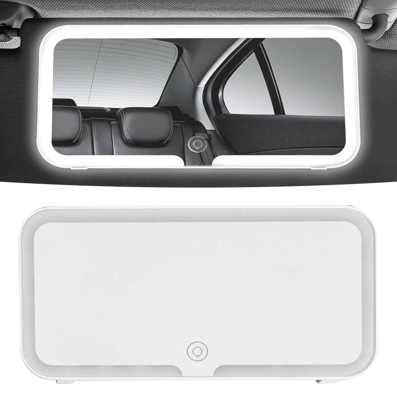 Schminkspiegel Mit Licht Für Auto - Universal LED-Kosmetikspiegel Sonnenblende Mit 3 Lichtmodi, USB-C Wiederaufladbar (Weiß) von Indrnif