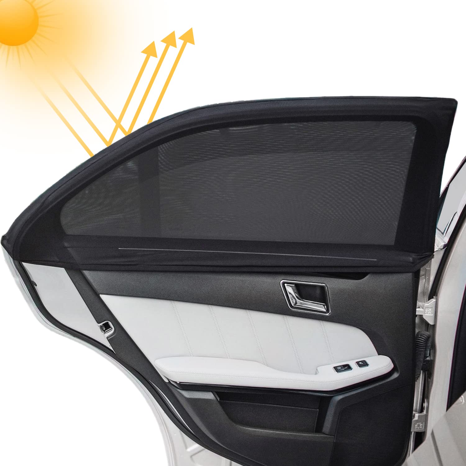 Infreecs Kinder Auto-Sonnenschutz(2 Stück), Auto Sonnenschutz Selbsthaftende Sonnenblenden für Seitenfenster, blockt mehr als 97% der schädlichen UV-Strahlung Baby Autosonnenschutz passt universell von Infreecs