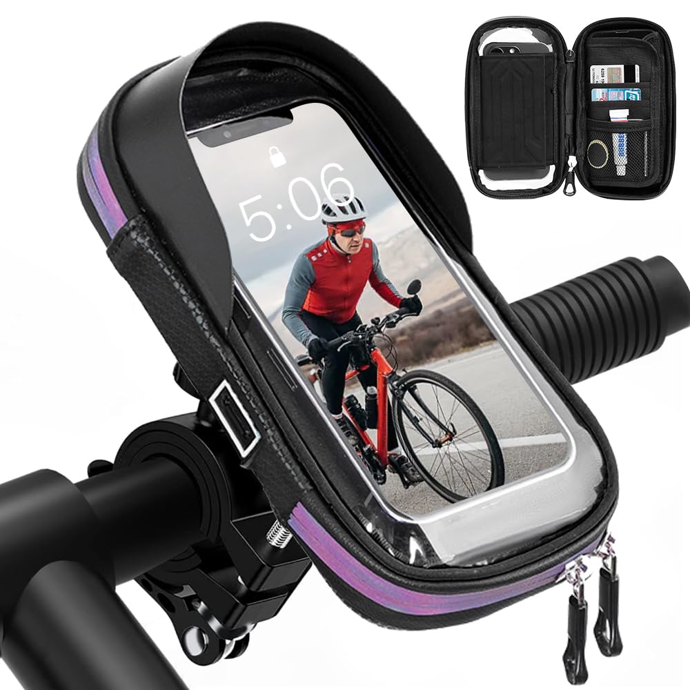 Infreecs Fahrrad Handyhalterung Wasserdicht, 360° Drehbar Motorrad Handy Halterung mit Regenhaube und 6.5 Zoll Großem Bildschirm, Fahrradhalterung Lenkertasche, Fahrradtasche Rahmen für Meisten Phone von Infreecs