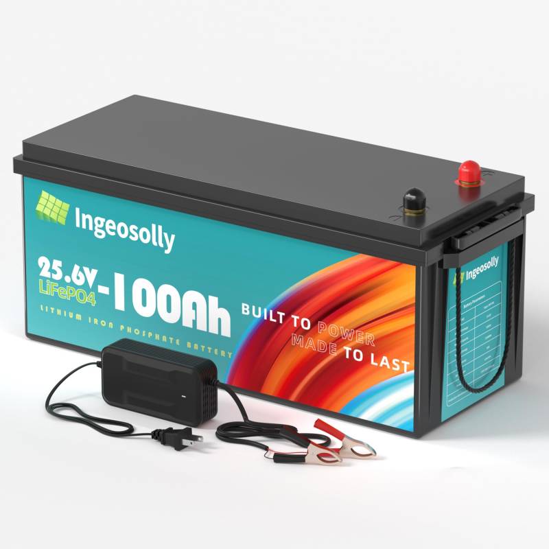 24V 100Ah LiFePO4 Batterie 8000+ Deep Cycle Lithium Batterie mit 100A BMS, 10 Jahre Lebensdauer & Grade A Zellen, wiederaufladbare Batterien für Wohnmobil, Solaranlage, Marine, Off-Grid Anwendungen von Ingeosolly
