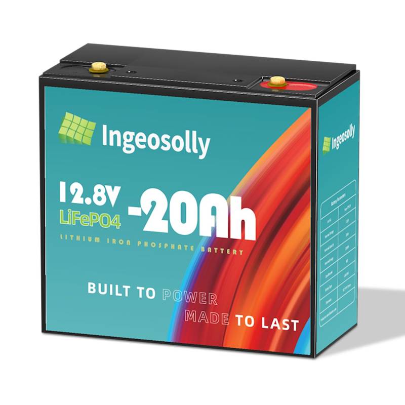 Lithium-Batterie 12V 20Ah LiFePO4, Batterie Rechargeable à Cycle profond | 8000+ Cycles de vie et durée de vie de 10 ans | BMS intégré von Ingeosolly