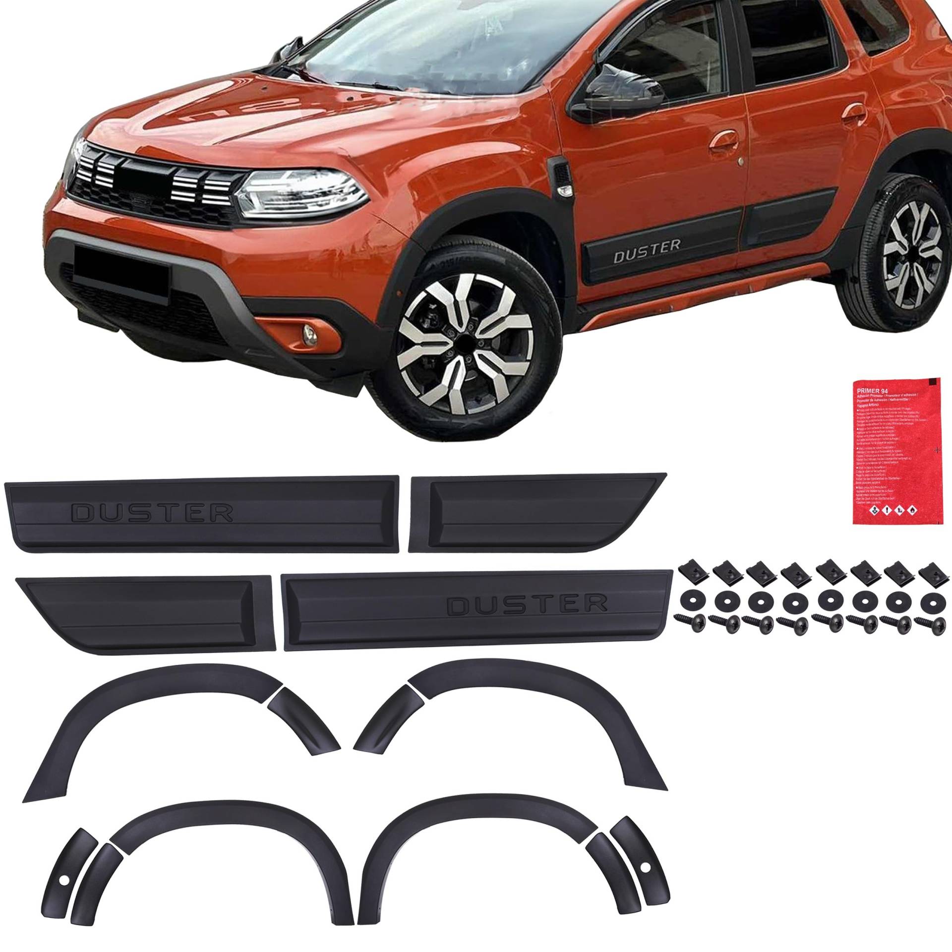 INLY 14 TLG Radlauf Fender Stoßfänger Kotflügel Radlaufschutz ABS kompatibel mit Duster (2018-2024) von Inly Parts