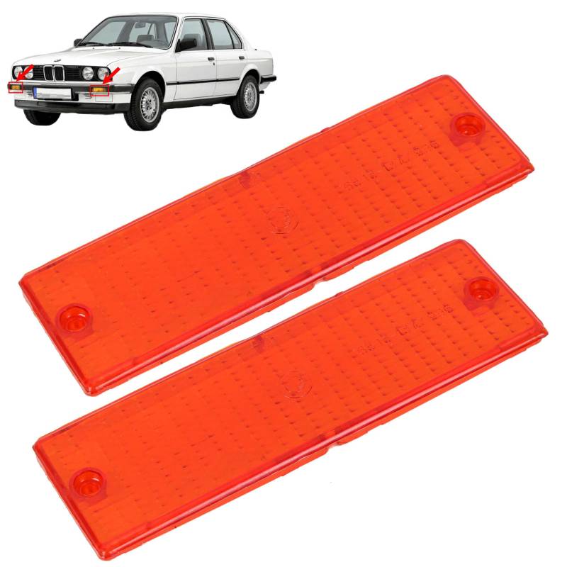 INLY 2 TLG Vorne Blinkerglas Orange/Gelb kompatibel mit 3er E30 Limousine 63131370394 63131372687 63131377996 63131386011 63131386014 63131386015 63131386016 (1982-1994) von Inly Parts