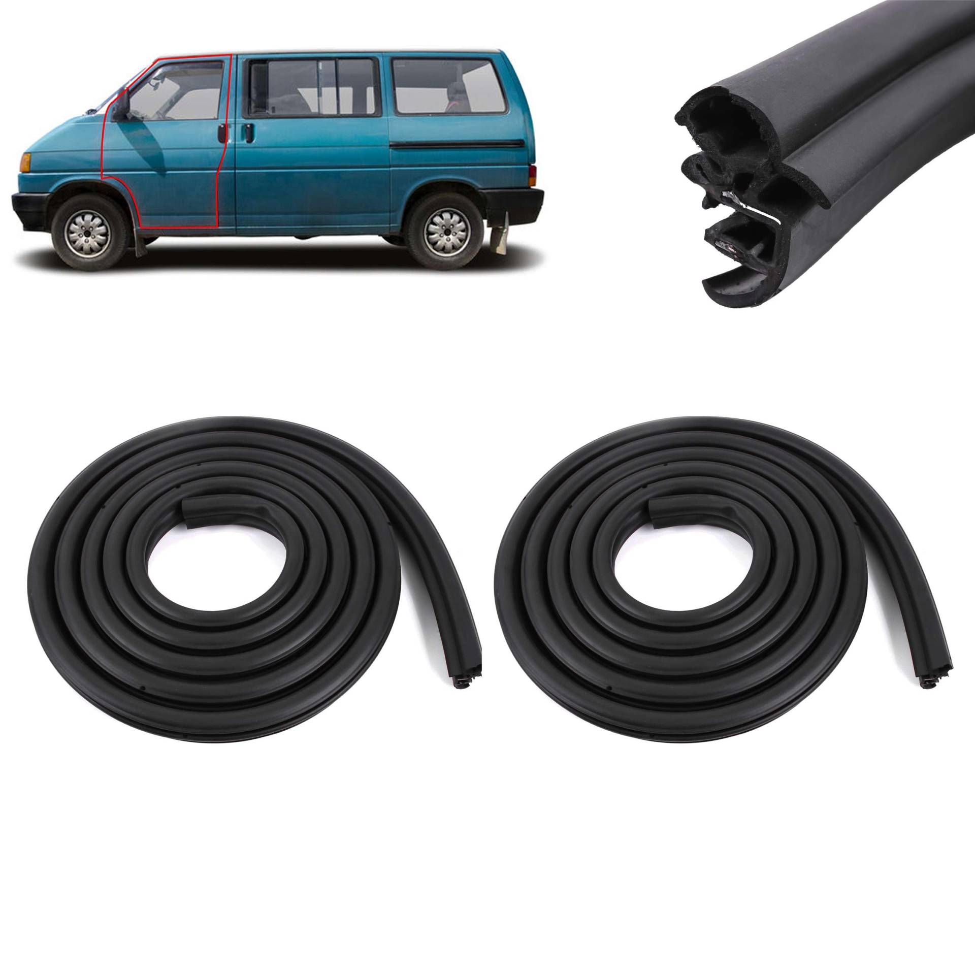 INLY 2 Tlg Türdichtung Dichtung Gummidichtung kompatibel mit Transporter T4 7D0837911 7D0837912 (1990-2004) von Inly Parts