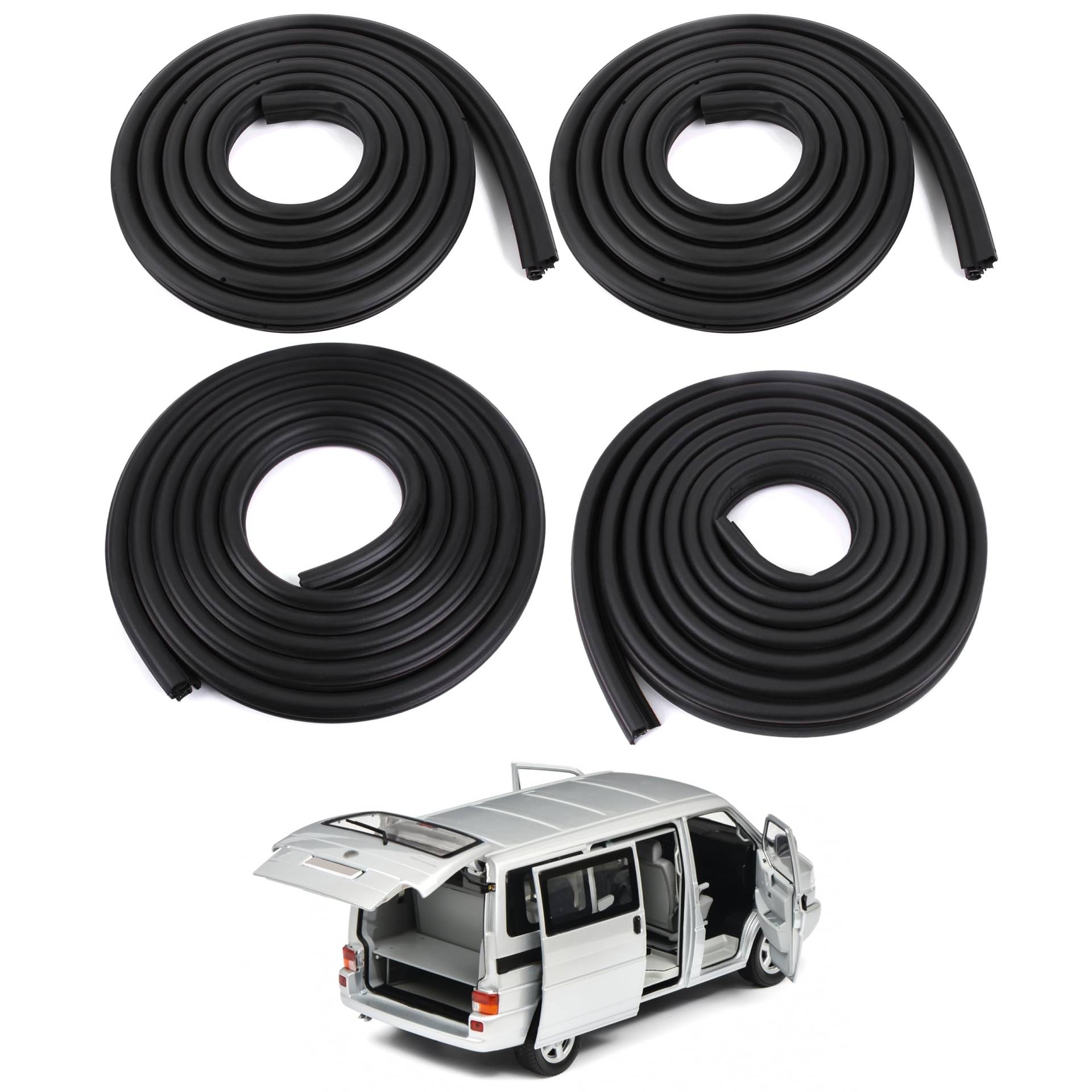 INLY 4 TLG Dichtungssatz Türdichtung + Heckklappendichtung + Schiebetürdichtung Dichtung Gummidichtung kompatibel mit Transporter T4 7D0837911 7D0837912 7D0843791C (1990-2003) von Inly Parts