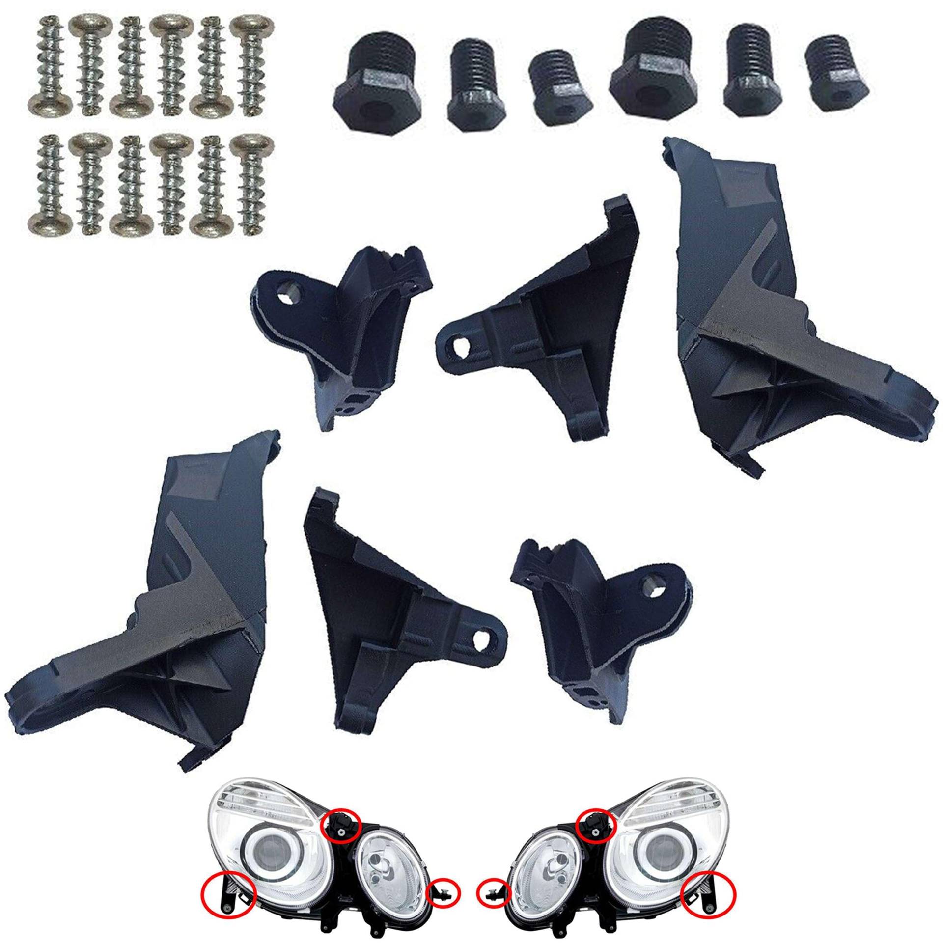 INLY Scheinwerfer Halter Clip Reparatur Rechts + Links kompatibel mit E-Klasse W211 (2002-2008) S211 (2003-2009) A2118201314 2118201314 A2118201315 2118201315 von Inly Parts