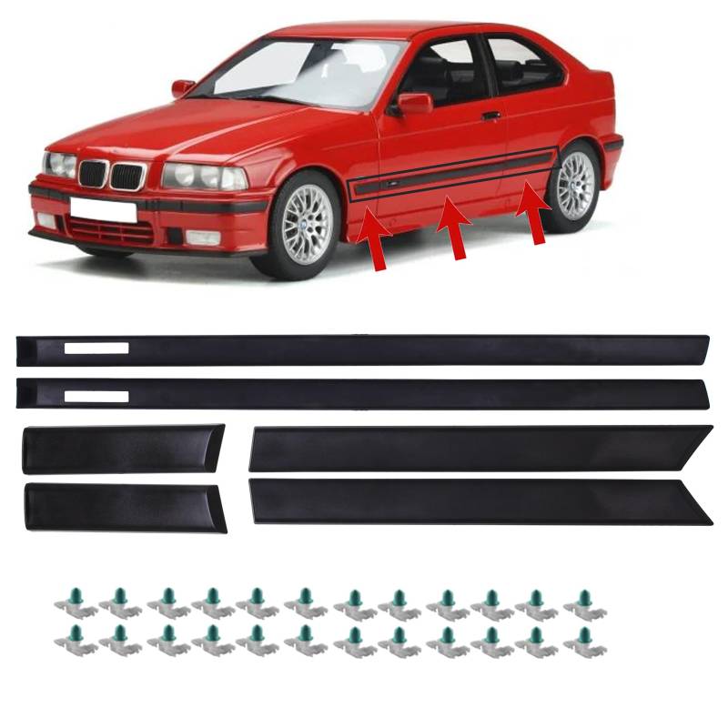 INLY Türschutz Türleisten Seitenleisten Zierleiste kompatibel mit 3er E36 Compact 51132267003 (1994-2000) von Inly Parts