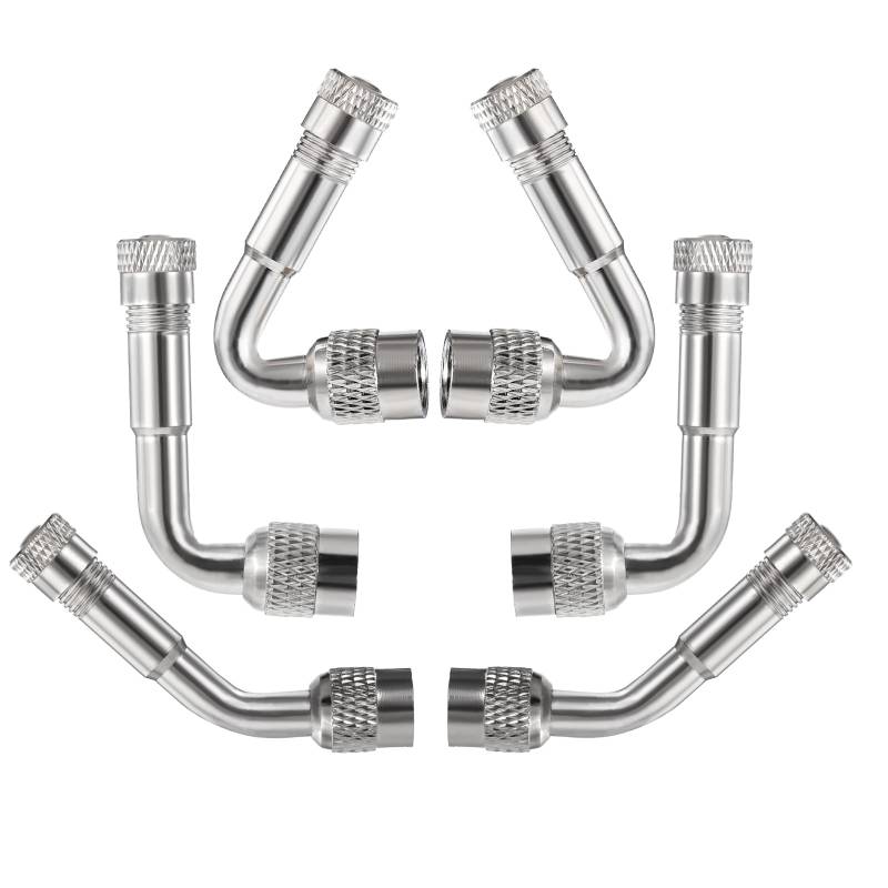 6 Stück Ventilverlängerung Autoventil, 45 90 135 Grad Winkel Ventilverlängerung Kupfer Ventil Verlängerung Kupfer Autoventil Verlängerung für Auto Wohnmobil Fahrräder Motorräder Anhänger, Silber von InnoHHustle