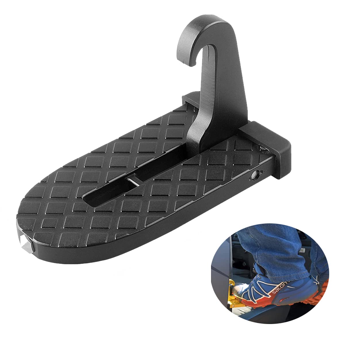 Auto Türstufe Klappbare Autotür Pedal Klappleiter für Autos einfachen Zugang zum Dach und Dachträger des Autos, Universal Doorstep Passt die Fahrzeug mit Den U Türfallen SUV, Jeep, RV-Schwarz Auto Türstufe Klappbare Autotür Pedal Klappleiter für Autos einfachen Zugang zum Dach und Dachträger des Autos, Universal Doorstep Passt die Fahrzeug mit Den U Türfallen SUV, Jeep, RV-Schwarz von Innufeal
