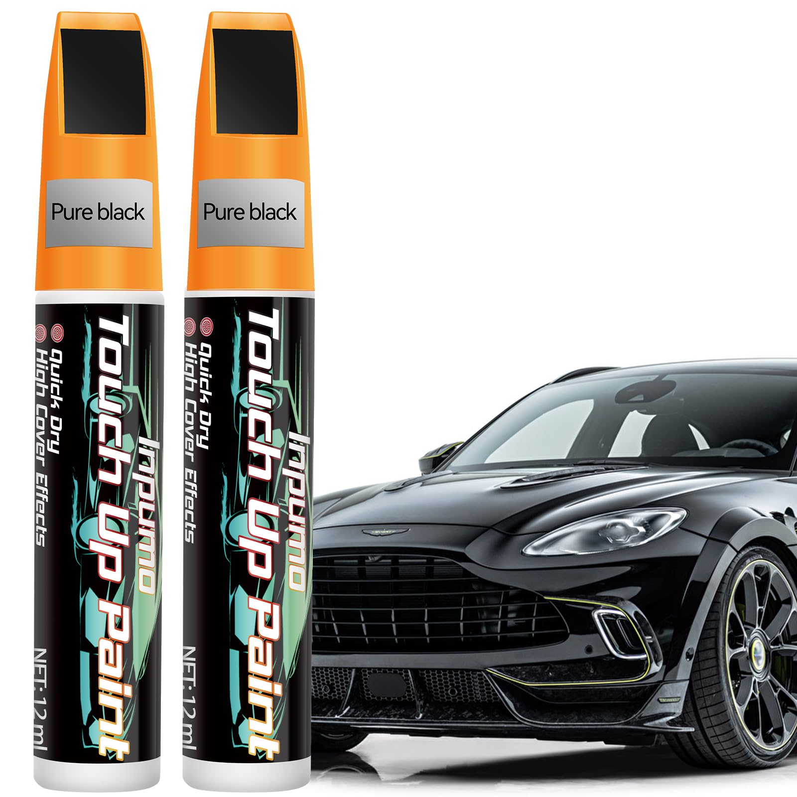 Inpumo Lackstift Auto, Lackstift Schwarz Matt, Kratzer Entferner Auto Für Auto Kratzer, Es hat eine hohe Deckkraft und kann Autolackkratzer und Steinschlagkratzer (2 Pack) von Inpumo