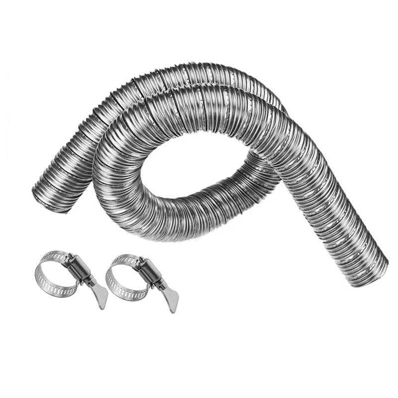 Inscrip Auto Standheizung Abgasrohr, 32mm Edelstahl Dual-Layer Abgasrohr, Abgasschlauch für Stromerzeuger mit 2 Rohr Klemme, Zusatzheizungsrohr, Passend For Webasto, Eberspächer (150cm) von Inscrip